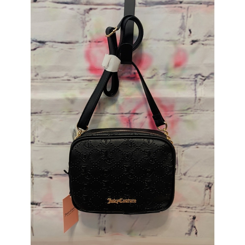 New Black Juicy Couture Purse Handbag Licorice Camera Crossbody Bag